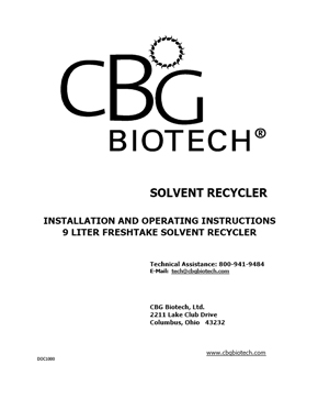 Cbg biotech solvent recycler